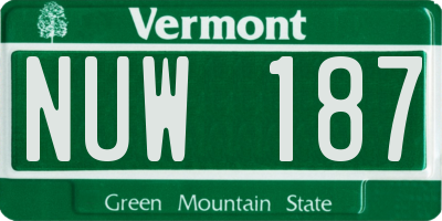 VT license plate NUW187