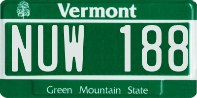 VT license plate NUW188