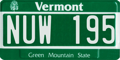 VT license plate NUW195