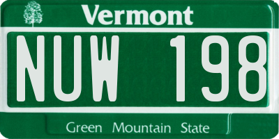 VT license plate NUW198