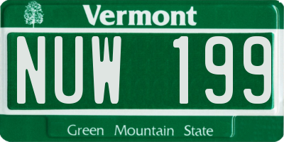 VT license plate NUW199