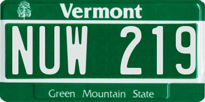 VT license plate NUW219