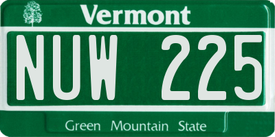 VT license plate NUW225