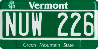 VT license plate NUW226