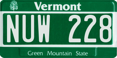 VT license plate NUW228