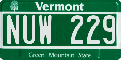VT license plate NUW229