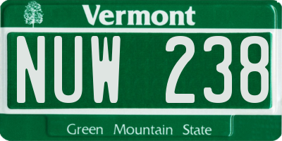 VT license plate NUW238