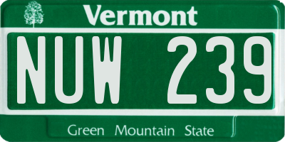 VT license plate NUW239