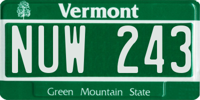 VT license plate NUW243