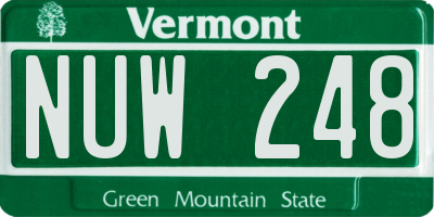 VT license plate NUW248