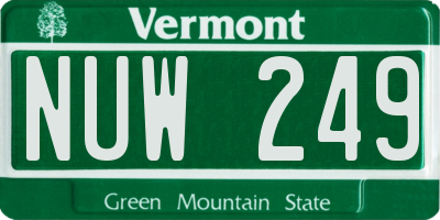 VT license plate NUW249