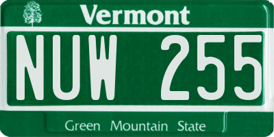 VT license plate NUW255