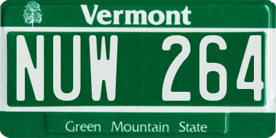 VT license plate NUW264
