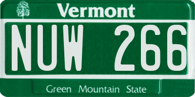 VT license plate NUW266