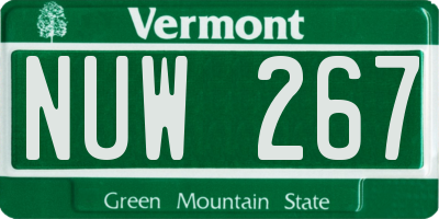 VT license plate NUW267