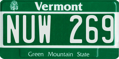 VT license plate NUW269