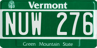 VT license plate NUW276