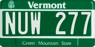 VT license plate NUW277