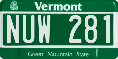 VT license plate NUW281