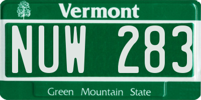 VT license plate NUW283