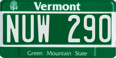 VT license plate NUW290