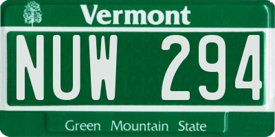 VT license plate NUW294