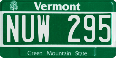 VT license plate NUW295