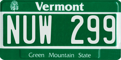 VT license plate NUW299