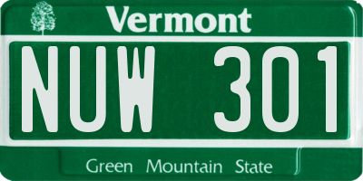 VT license plate NUW301
