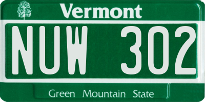 VT license plate NUW302