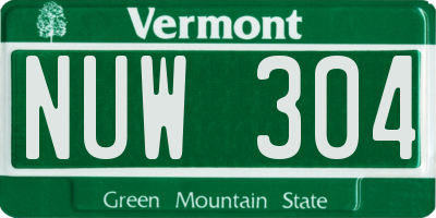 VT license plate NUW304