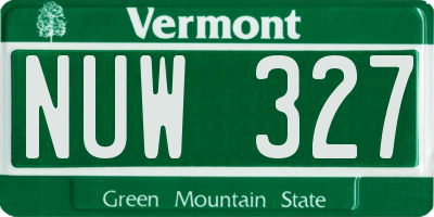 VT license plate NUW327