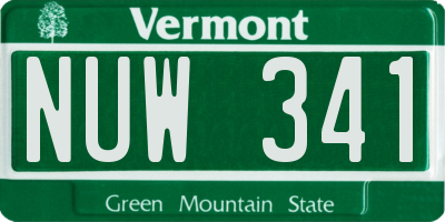 VT license plate NUW341