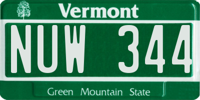 VT license plate NUW344