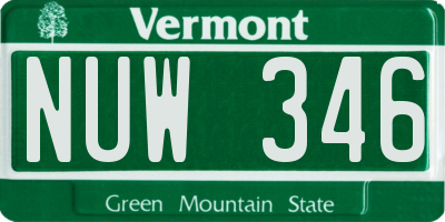 VT license plate NUW346