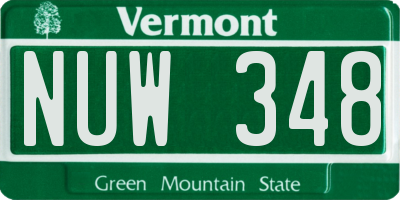VT license plate NUW348