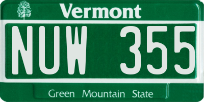 VT license plate NUW355