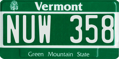 VT license plate NUW358