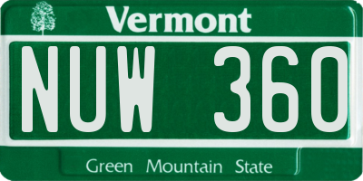 VT license plate NUW360