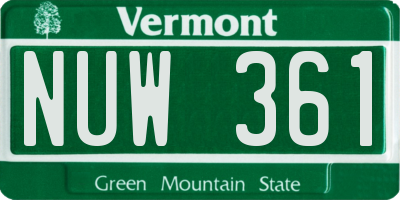 VT license plate NUW361
