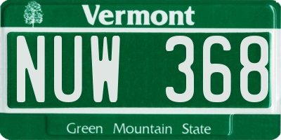 VT license plate NUW368