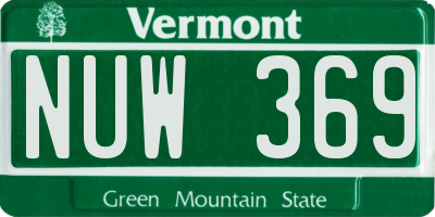 VT license plate NUW369
