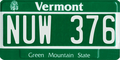 VT license plate NUW376