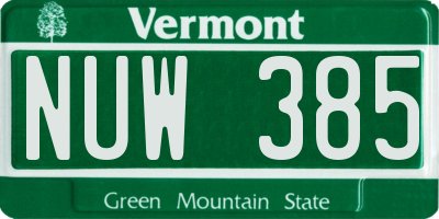 VT license plate NUW385