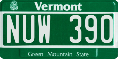 VT license plate NUW390