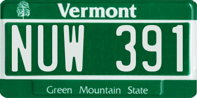 VT license plate NUW391