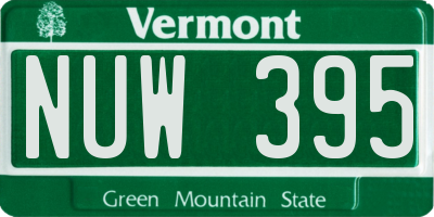 VT license plate NUW395
