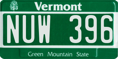 VT license plate NUW396