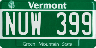 VT license plate NUW399