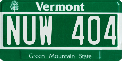 VT license plate NUW404